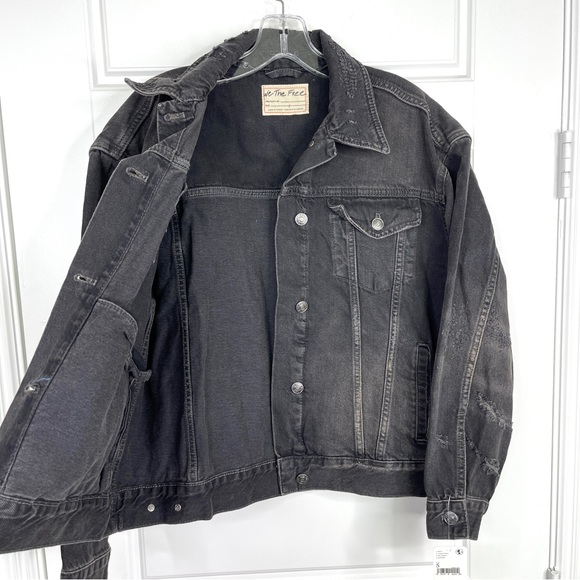 FREE PEOPLE We The Free NEW Jolene Trucker Jacket NEW Washed Black Size S - Picture 7 of 16